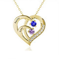 Collar de plata de ley con nombre en forma de corazón y piedras de nacimiento personalizadas