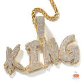 Collar con colgante Iced Out KING: cadena personalizada de hip hop urbano y gruesa