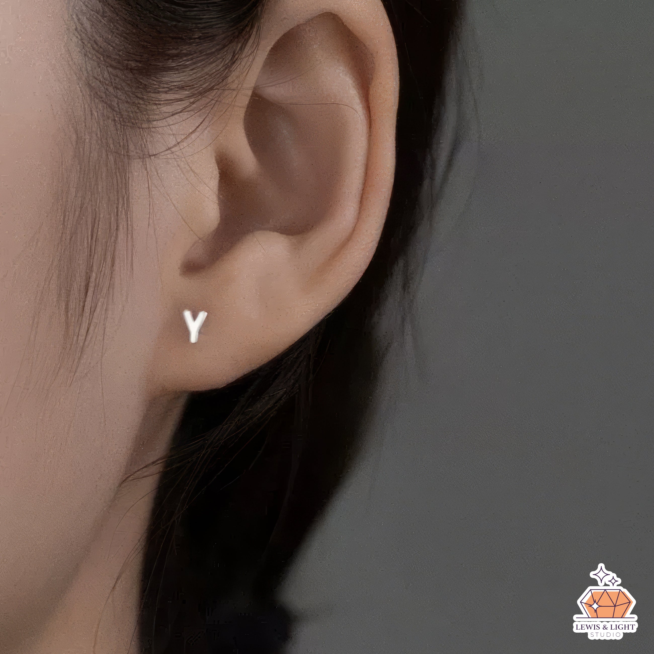 Pendientes con monograma inicial personalizado - Plata