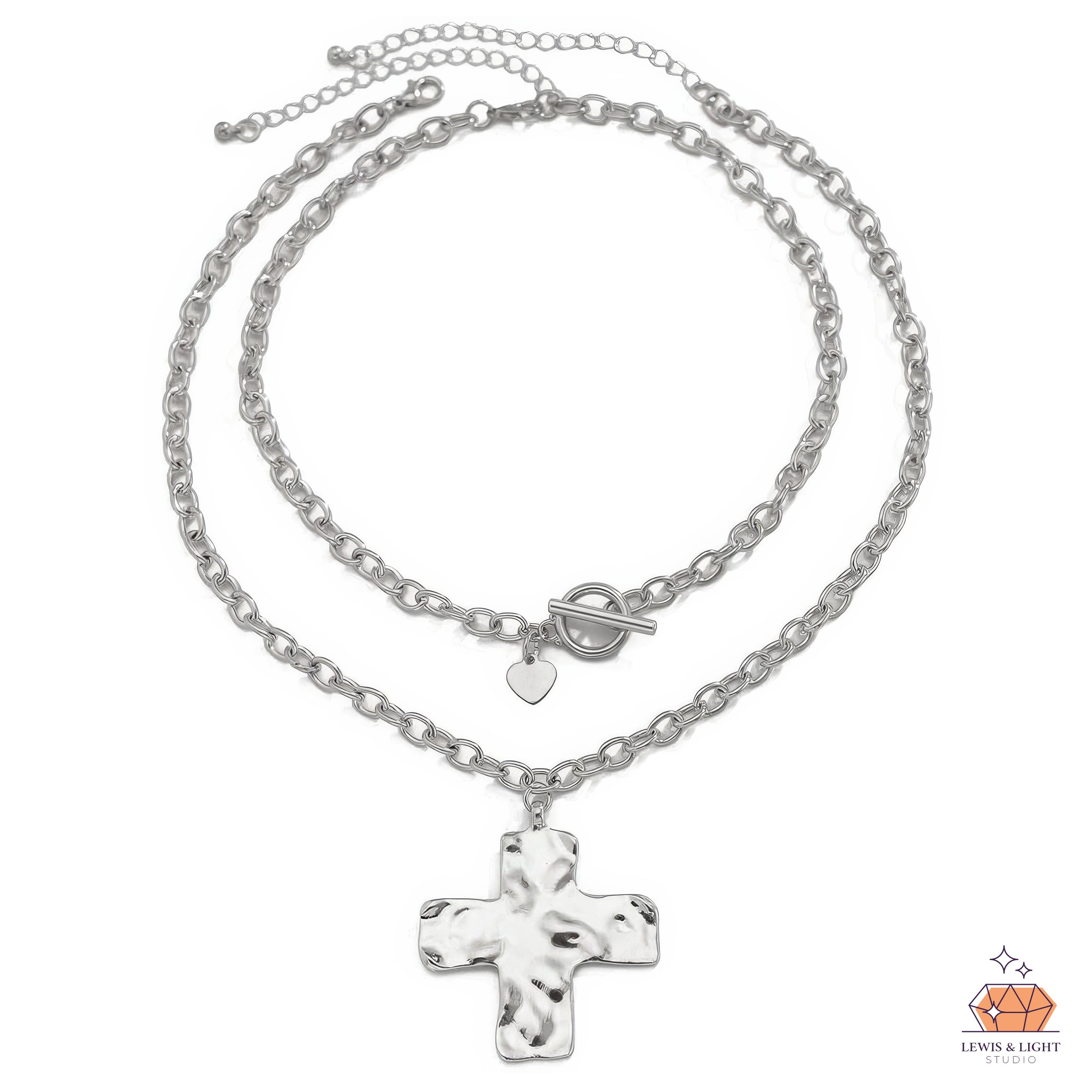 Cadena doble cruzada martillada gruesa