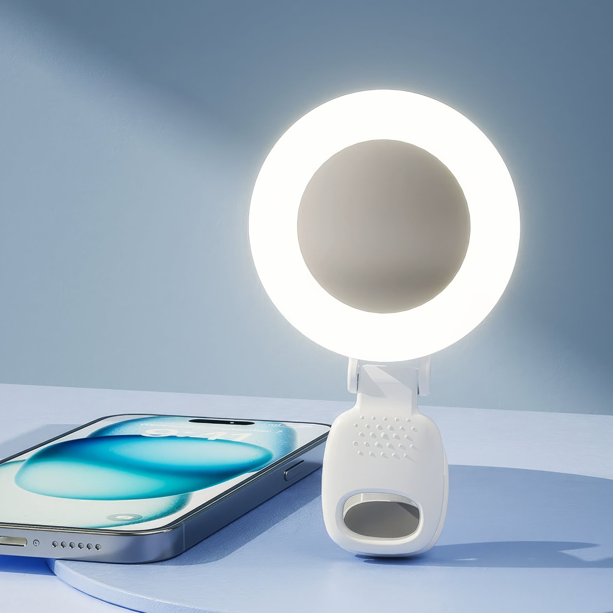 Clip-On Phone Selfie Light with Mirror – Portable LED Ring Light with 3 Adjustable Modes