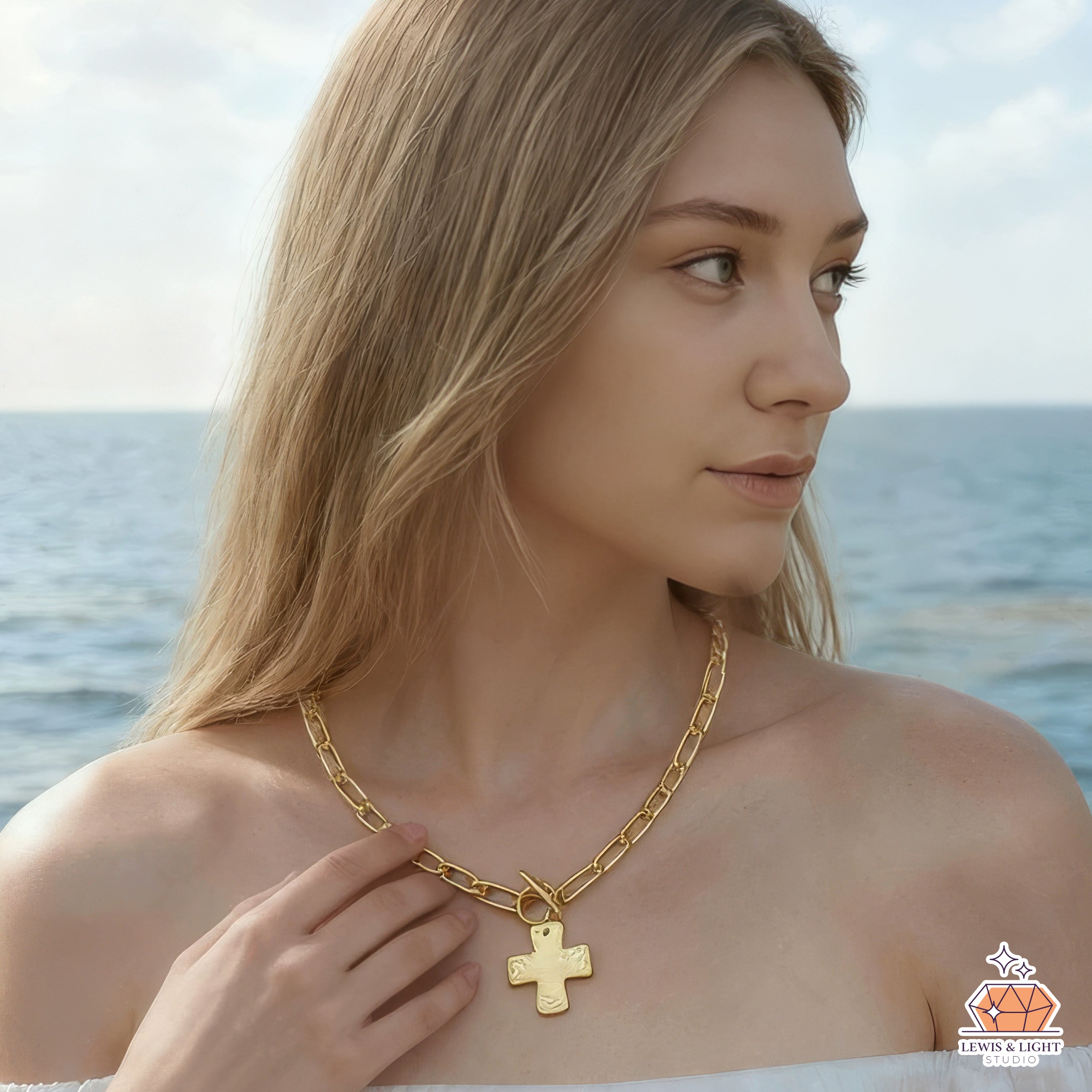 Cadena de eslabones circulares cruzados dentados