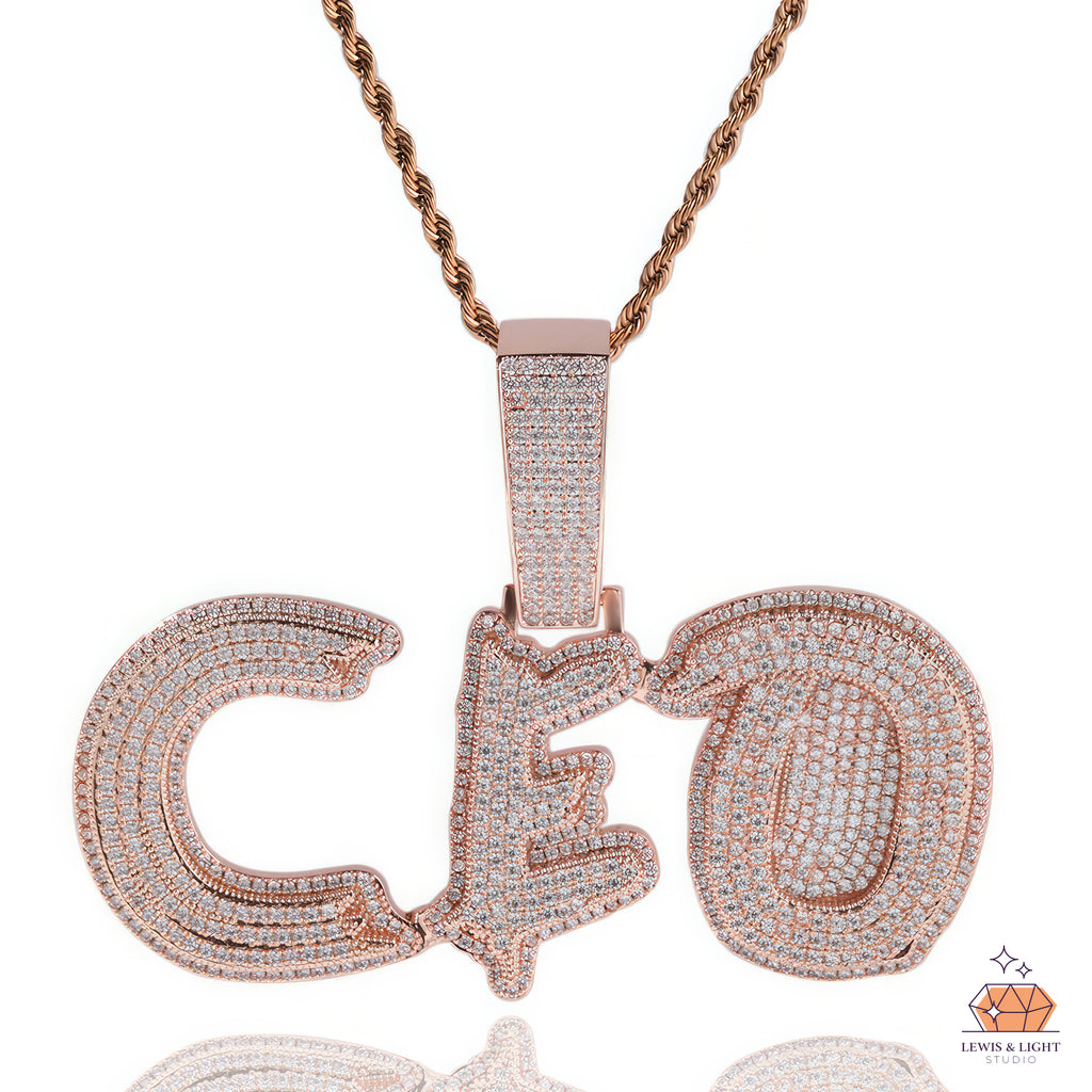 Collar con colgante Iced Out KING: cadena personalizada de hip hop urbano y gruesa