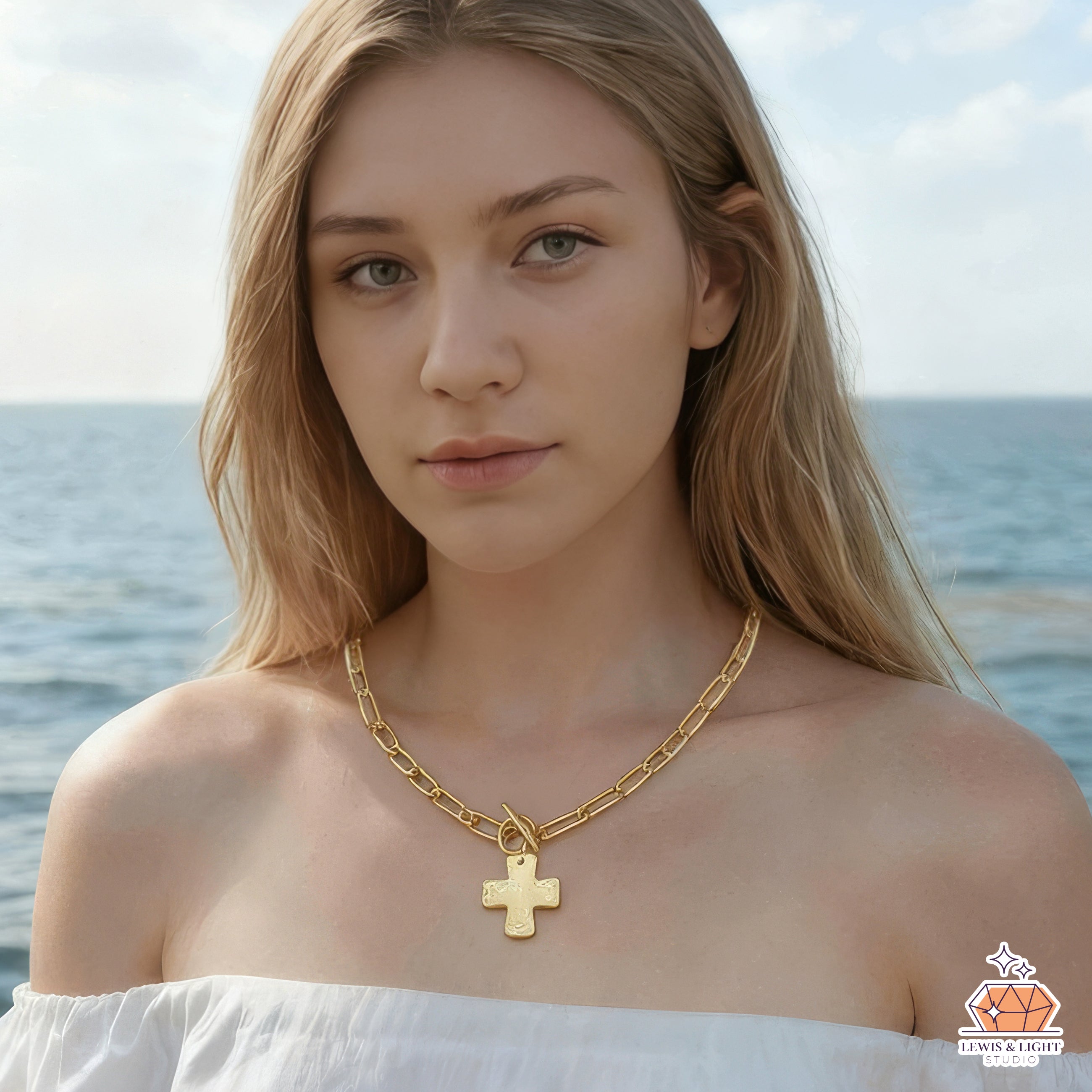 Cadena de eslabones circulares cruzados dentados