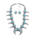 Collar de flor de calabaza con turquesa azul sintética de ARIS DESIGNER – Conjunto de perlas Navajo del Suroeste de Skelapparel | Estilo Kingman