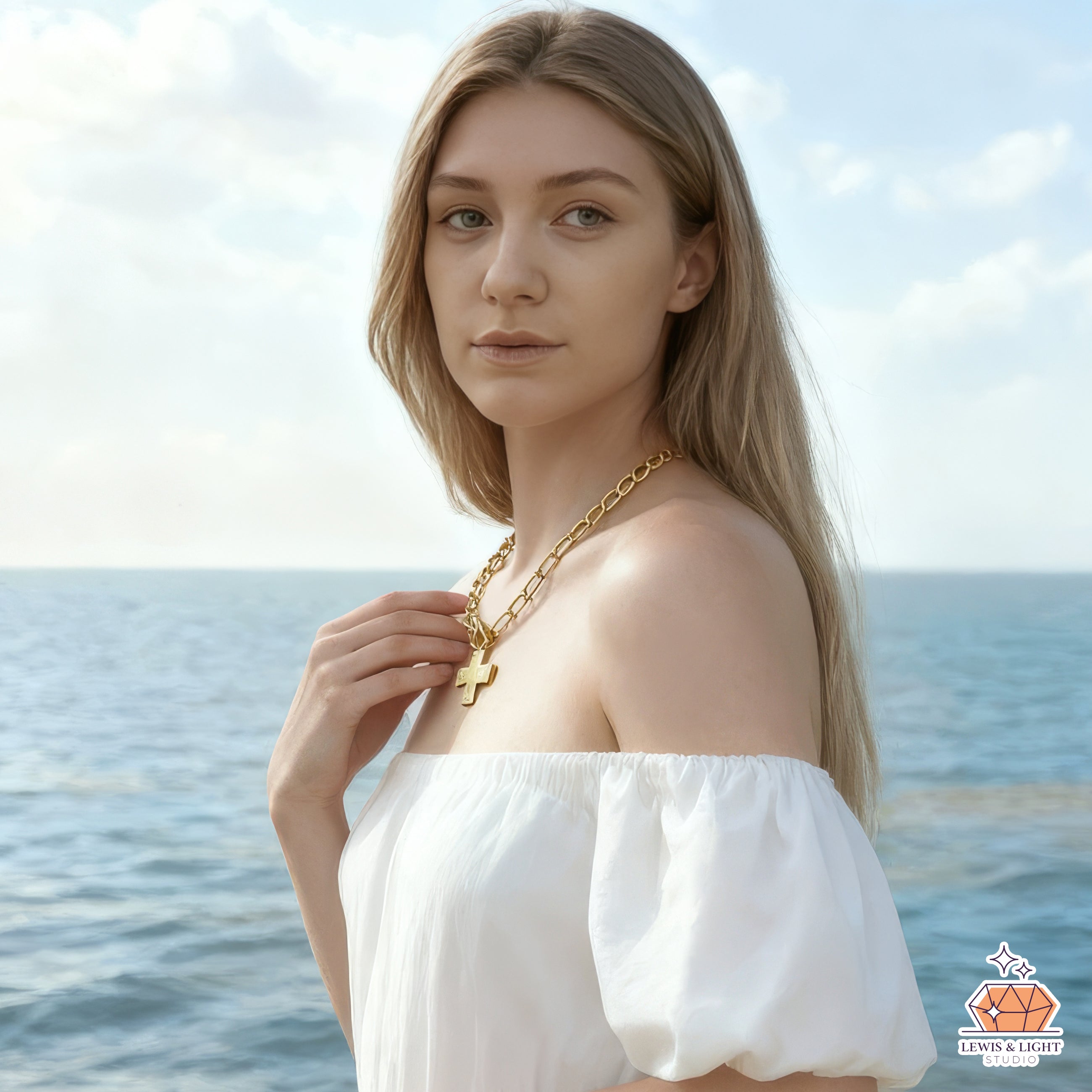 Cadena de eslabones circulares cruzados dentados