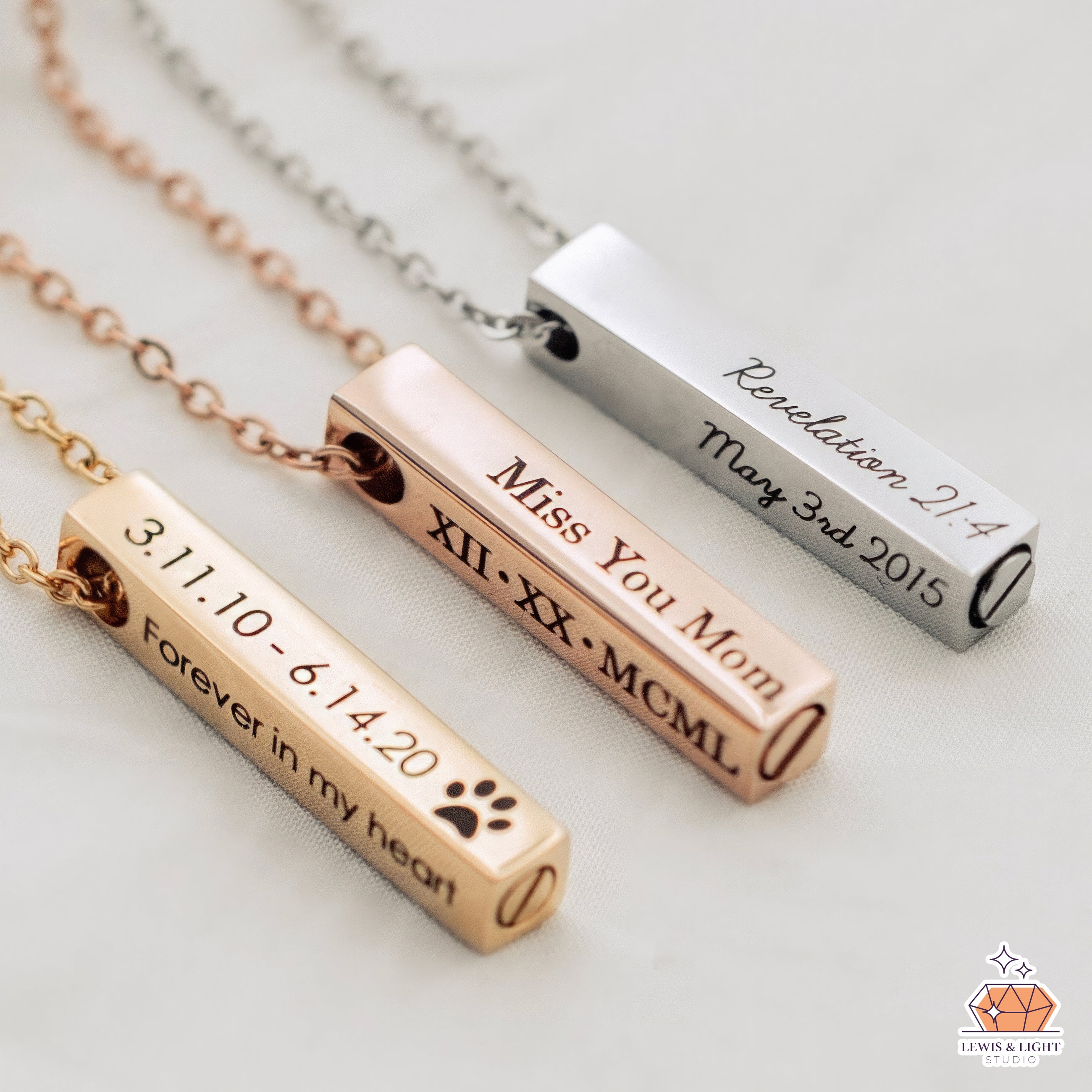 Collar de barra vertical atornillada personalizado - Oro