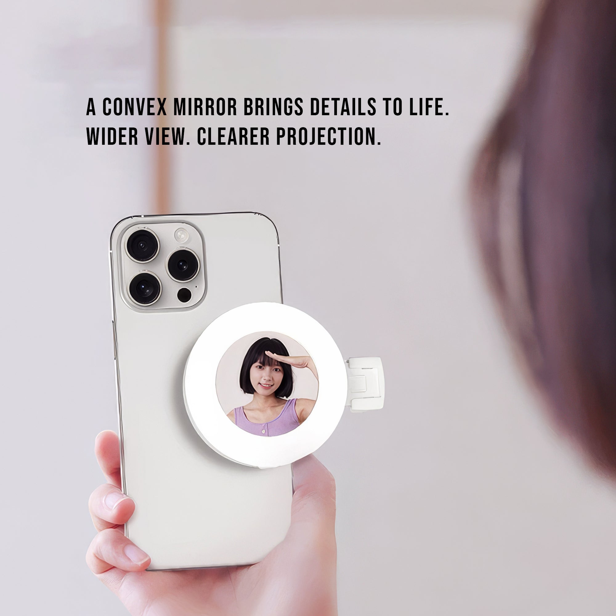 Clip-On Phone Selfie Light with Mirror – Portable LED Ring Light with 3 Adjustable Modes