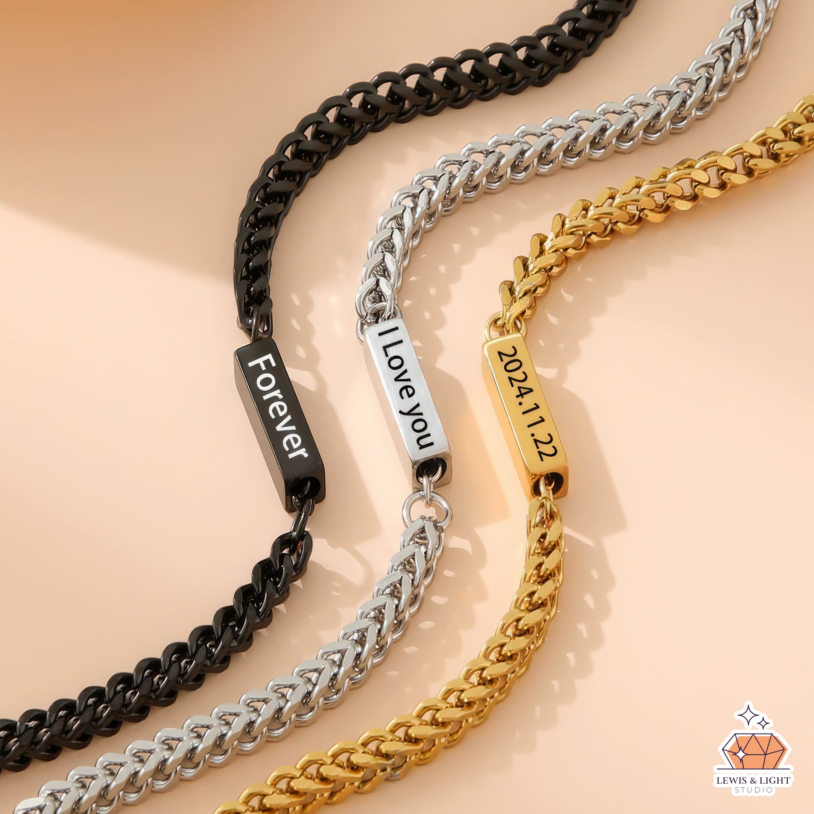 Pulsera con barra de etiqueta personalizada