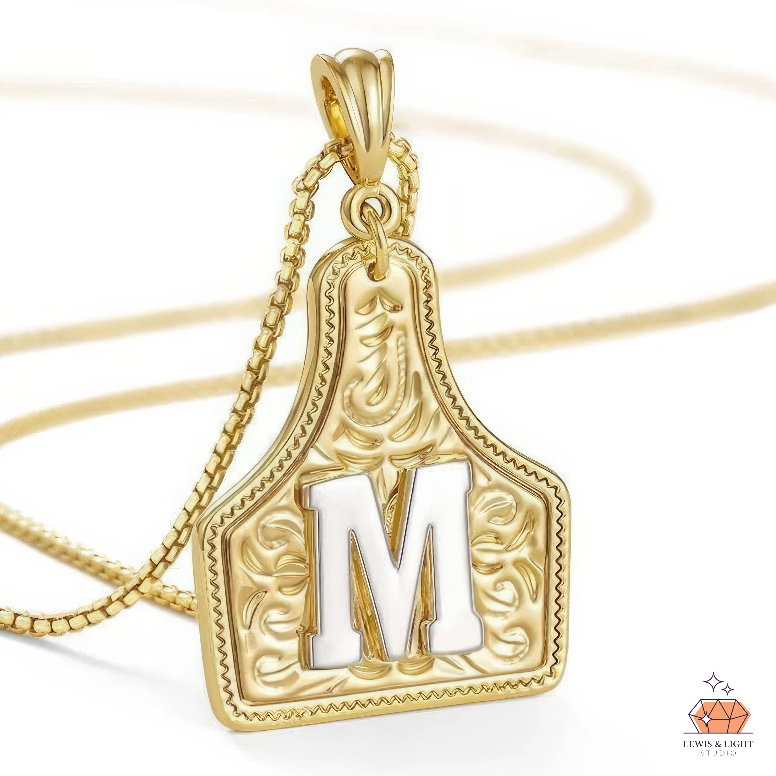 Etiqueta de Vaca de Rodeo Vaquera con Inicial Personalizada - Dorada